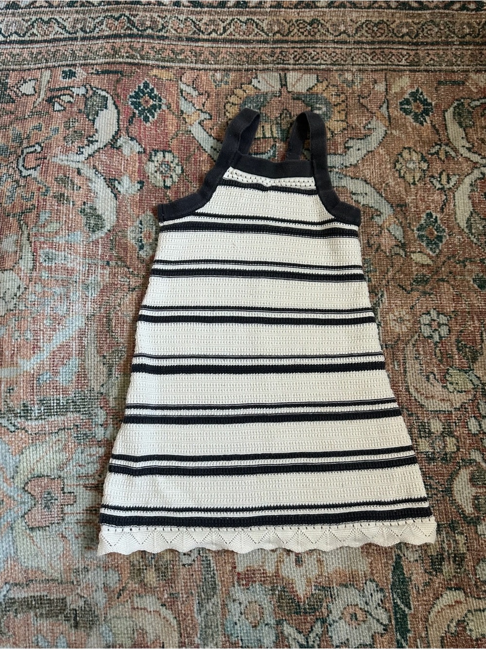 H&M White and Navy Striped Knit Sundress